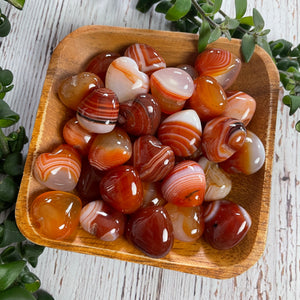 carnelian banded agate mini heart crystal carving