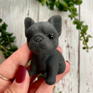 frenchie french bulldog obsidian crystal carving