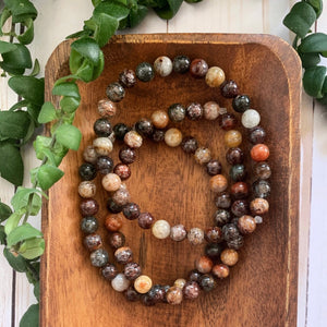 lodolite, garden quartz, scenic quartz beaded bracelet