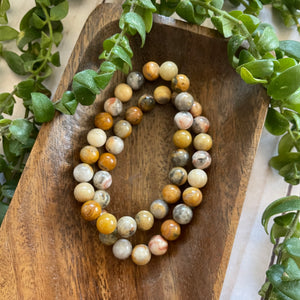 crazy lace agate beaded bracelet, crystals for happiness