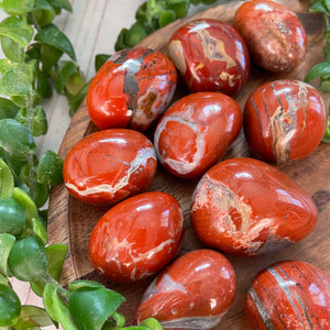 red jasper with quartz inclusion tumblestone